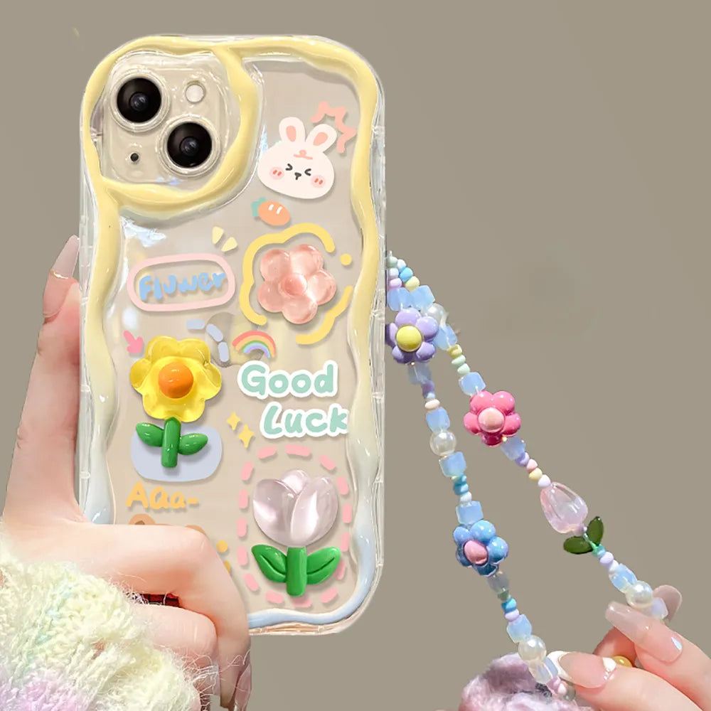 Cute 3D Clear Bear And Rabbit Iphone Case