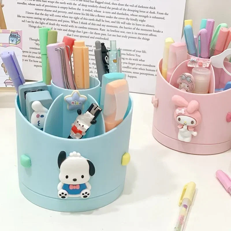 Cute Sanrio Style Hello Kitty, Cinnamorol, Kuromi, Brush And Pen Storage Container Desk Organizer
