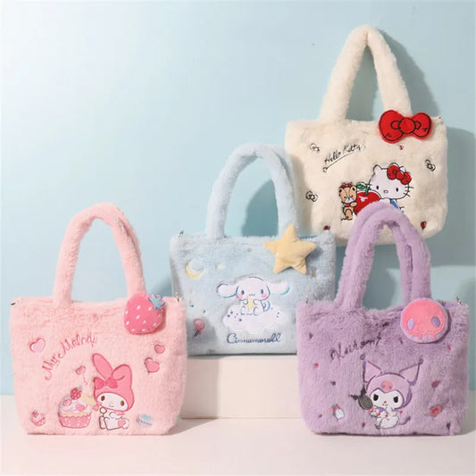 hello kitty, my melody, kuromi, cinnamoroll cute fluffy handbags