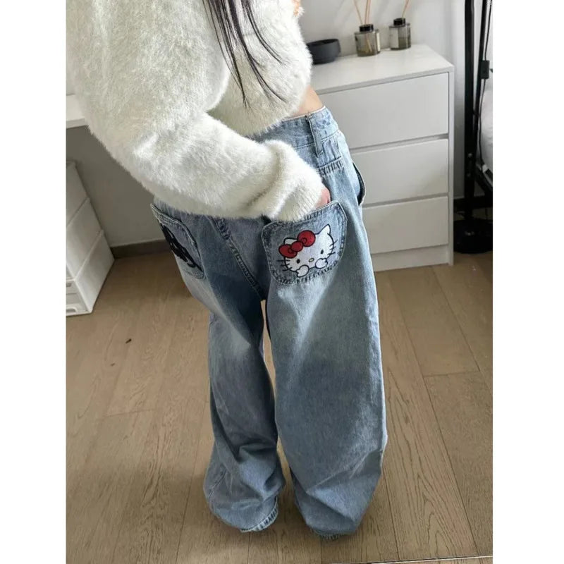 Sanrio HELLO KITTY Y2K Style Denim Jeans